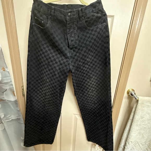 Louis Vuitton Black Patterned Denim Jeans Size 32 - Picture 8 of 12